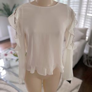 Off white Zara blouse with lace detail